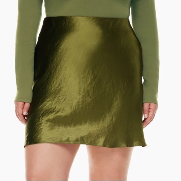 NWT BABATON Slip Mini Skirt Fen Green 6 Aritzia - Picture 1 of 4